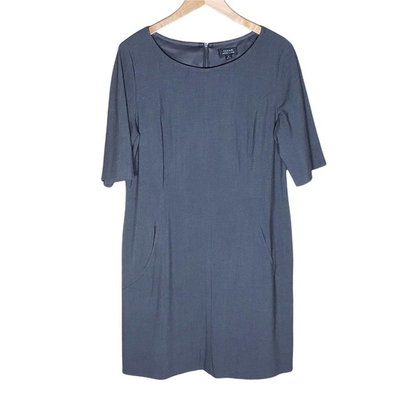 Tahari Dresses & Skirts - Tahari Seamed A-line Dress Size 16 Gray Exposed Zipper Elbow Sleeves